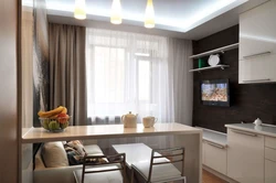 Kitchen Design With Sofa And TV Photo 12 Sq M