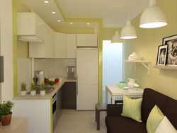 Kitchen Design 14 Square Meters With Sofa