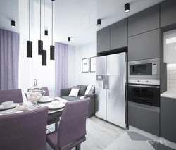 Kitchen design 14 square meters with sofa