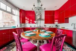 Kitchen In Red Colors Design Photo