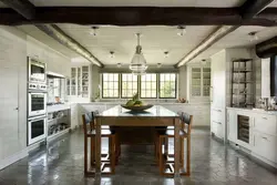 Kitchen design with wooden ceiling