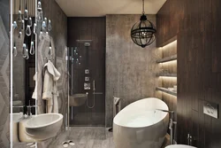 Small bathroom design in loft style