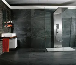 Stone look tiles in bathroom design