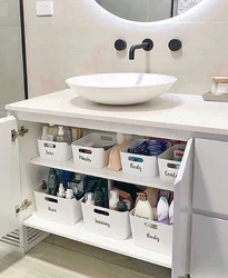 Storage in the bathroom photo how to organize