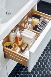 Storage in the bathroom photo how to organize