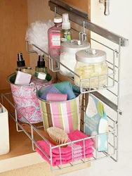 Storage in the bathroom photo how to organize