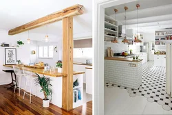 Kitchen design with slats photo