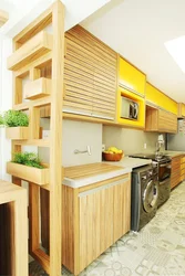 Kitchen design with slats photo