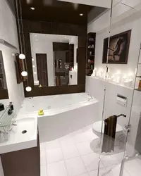 Bath with brown furniture photo