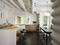 Дызайн кухні хаты з бервяна