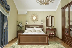 Classic style bedroom design with dark furniture