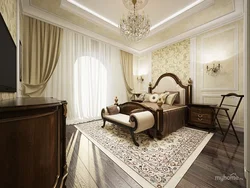Classic style bedroom design with dark furniture