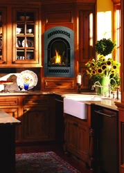 Kitchen Design Fireplace Photo