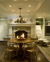 Kitchen design fireplace photo