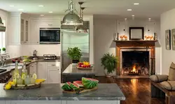 Kitchen Design Fireplace Photo