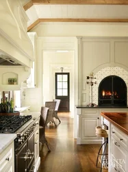 Kitchen design fireplace photo
