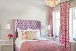 Bedroom interior if the wallpaper is pink