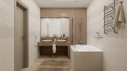 Combination of beige in the interior with other colors in the bathroom