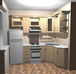 Design project of a kitchen with a refrigerator in Khrushchev