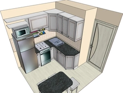 Design project of a kitchen with a refrigerator in Khrushchev