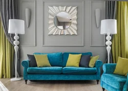 Aqua color combination in the bedroom interior