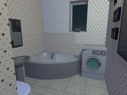Bathroom Design With Corner Bath And Washing Machine