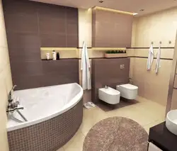 Bathroom Design With Corner Bath And Washing Machine