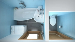 Бұрыштық ванна мен кір машинасы бар ванна бөлмесінің дизайны