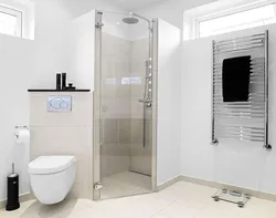 Ванная комната с душевой из плитки дизайн белая