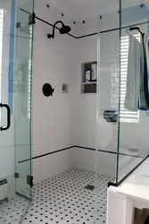 Bathroom With Shower Made Of Tiles Design White