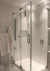 Bathroom With Shower Made Of Tiles Design White