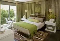 Combination of green in the bedroom interior with other colors