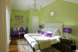 Combination of green in the bedroom interior with other colors