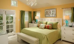 Combination Of Green In The Bedroom Interior With Other Colors