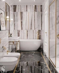 Photo of a bathroom modern design in marble