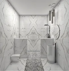 Белая мраморная ванная дизайн