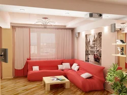 Living room design 18 sq m with corner sofa