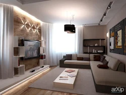 Гостиная дизайн 18 кв м с угловым диваном
