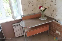Kitchen table in the kitchen in Khrushchev photo