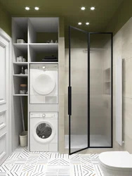 Modern bathroom design with shower and toilet and washing machine