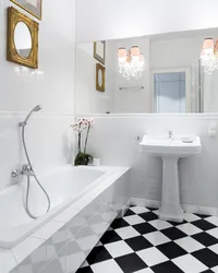 Дизайн ванной в белом цвете с плиткой
