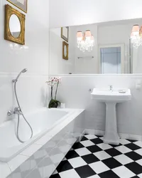 White bathroom design with tiles