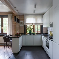 Kitchen design in a house with a 12 sq. m window