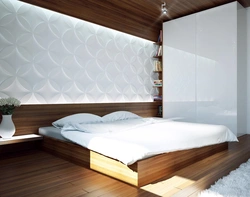 3D panelləri olan yataq otağı fotoşəkili