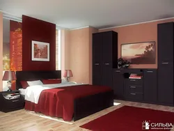 Wenge color bedroom in the interior photo