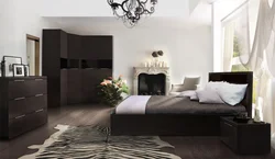 Wenge color bedroom in the interior photo