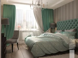 Green Curtains In The Bedroom Interior
