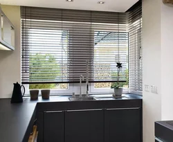 Modern blinds for the kitchen window photo