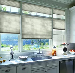 Modern blinds for the kitchen window photo