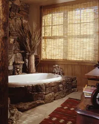 Bath design wood and stone